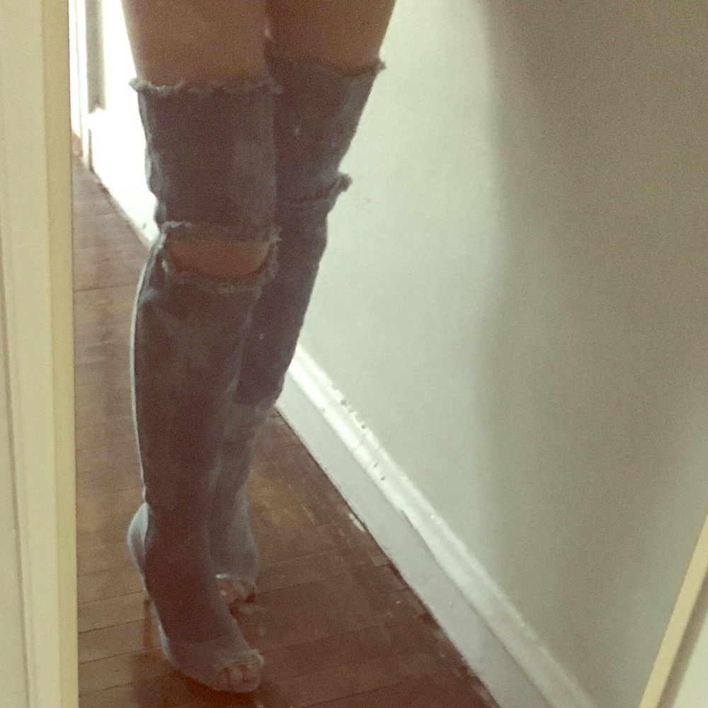 Denim stiletto heel/boots